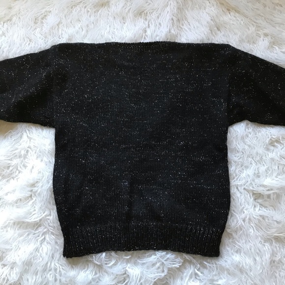 VINTAGE 1990’S BLACK AND SILVER SHIMMER SWEATER - Picture 6 of 6